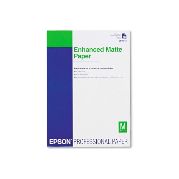 Epson Ultra Premium Matte Presentation Paper, White, 11-3/4in x 16-1/2', 50 Sheets/Pack S041343 - main